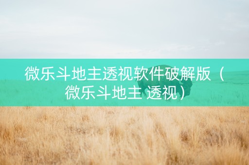 微乐斗地主透视软件破解版（微乐斗地主 透视）