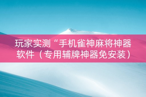 玩家实测“手机雀神麻将神器软件（专用辅牌神器免安装）
