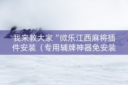 我来教大家“微乐江西麻将插件安装（专用辅牌神器免安装）