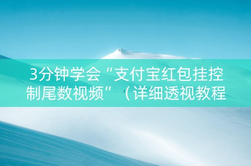 3分钟学会“支付宝红包挂控制尾数视频”（详细透视教程）-哔哩哔哩