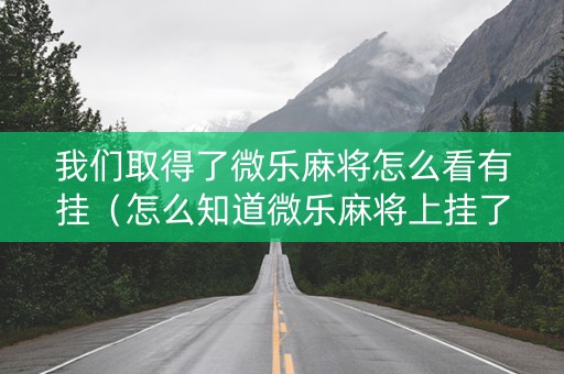 我们取得了微乐麻将怎么看有挂（怎么知道微乐麻将上挂了）