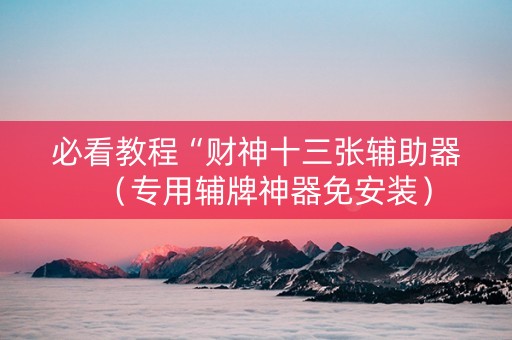 必看教程“财神十三张辅助器（专用辅牌神器免安装）