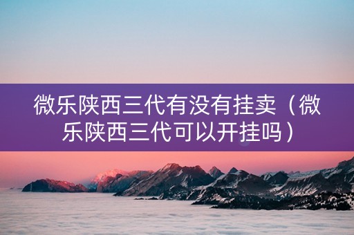 微乐陕西三代有没有挂卖（微乐陕西三代可以开挂吗）