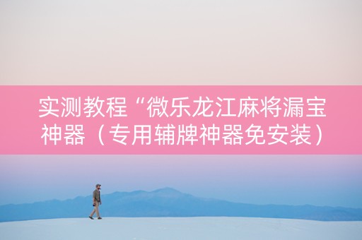 实测教程“微乐龙江麻将漏宝神器（专用辅牌神器免安装）