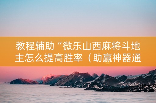 教程辅助“微乐山西麻将斗地主怎么提高胜率（助赢神器通用版）