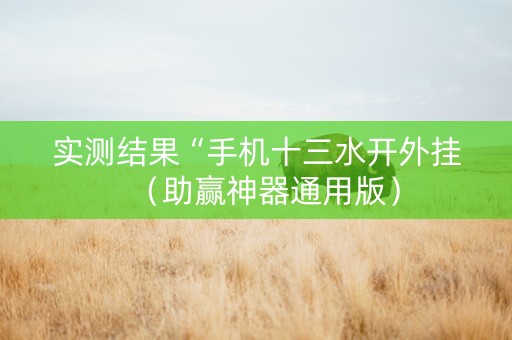 实测结果“手机十三水开外挂（助赢神器通用版）