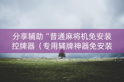分享辅助“普通麻将机免安装控牌器（专用辅牌神器免安装）