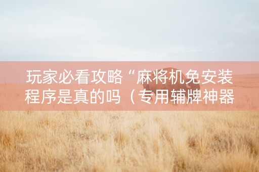 玩家必看攻略“麻将机免安装程序是真的吗（专用辅牌神器免安装）