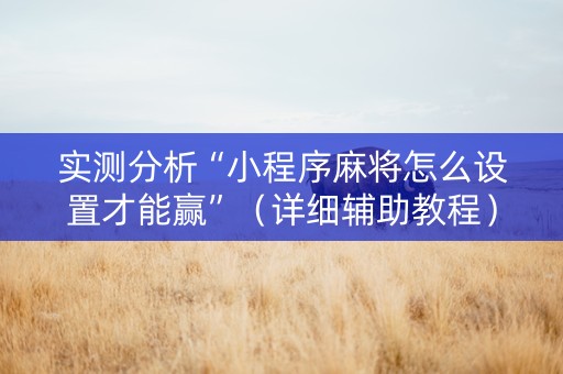 实测分析“小程序麻将怎么设置才能赢”（详细辅助教程）-哔哩哔哩