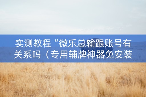 实测教程“微乐总输跟账号有关系吗（专用辅牌神器免安装）