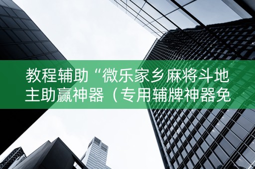 教程辅助“微乐家乡麻将斗地主助赢神器（专用辅牌神器免安装）