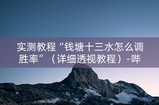 实测教程“钱塘十三水怎么调胜率”（详细透视教程）-哔哩哔哩