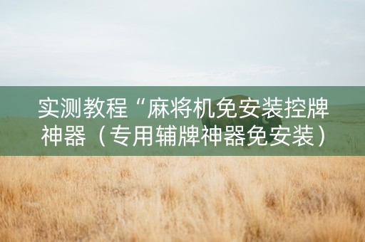 实测教程“麻将机免安装控牌神器（专用辅牌神器免安装）