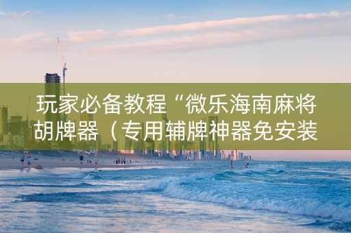 玩家必备教程“微乐海南麻将胡牌器（专用辅牌神器免安装）