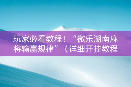 玩家必看教程！“微乐湖南麻将输赢规律”（详细开挂教程）-哔哩哔哩