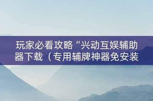 玩家必看攻略“兴动互娱辅助器下载（专用辅牌神器免安装）