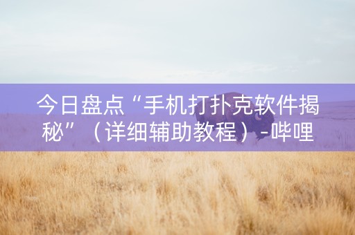 今日盘点“手机打扑克软件揭秘”（详细辅助教程）-哔哩哔哩