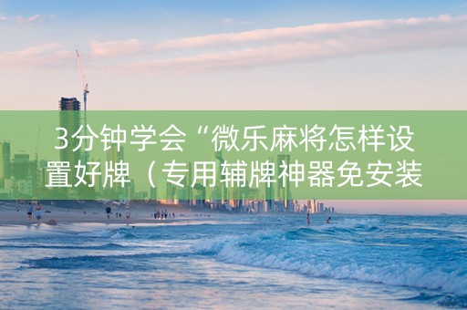 3分钟学会“微乐麻将怎样设置好牌（专用辅牌神器免安装）