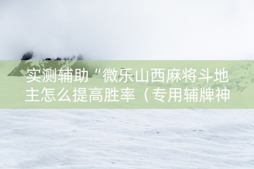 实测辅助“微乐山西麻将斗地主怎么提高胜率（专用辅牌神器免安装）