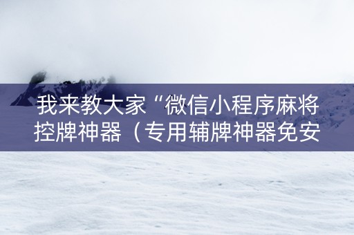 我来教大家“微信小程序麻将控牌神器（专用辅牌神器免安装）