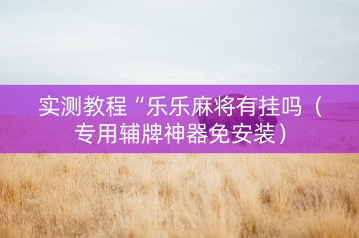 实测教程“乐乐麻将有挂吗（专用辅牌神器免安装）