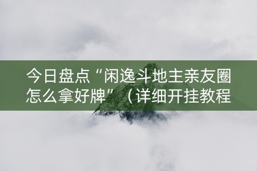 今日盘点“闲逸斗地主亲友圈怎么拿好牌”（详细开挂教程）-哔哩哔哩