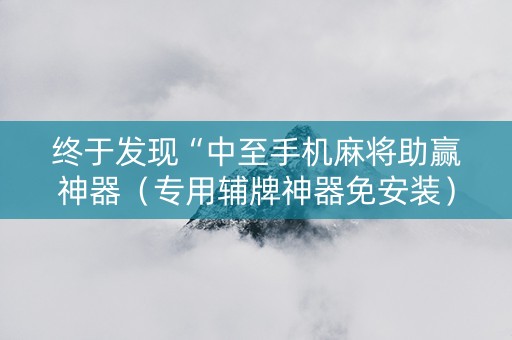 终于发现“中至手机麻将助赢神器（专用辅牌神器免安装）