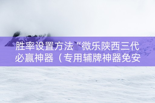 胜率设置方法“微乐陕西三代必赢神器（专用辅牌神器免安装）
