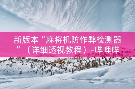 新版本“麻将机防作弊检测器”（详细透视教程）-哔哩哔哩