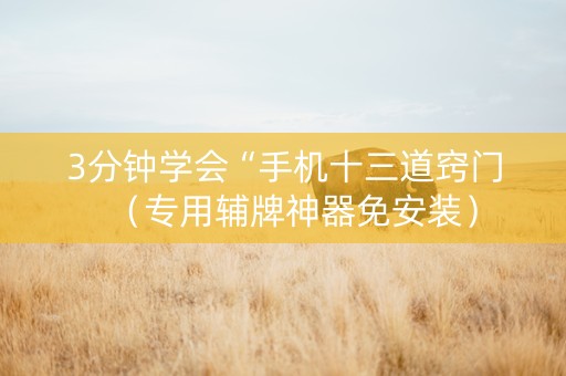 3分钟学会“手机十三道窍门（专用辅牌神器免安装）