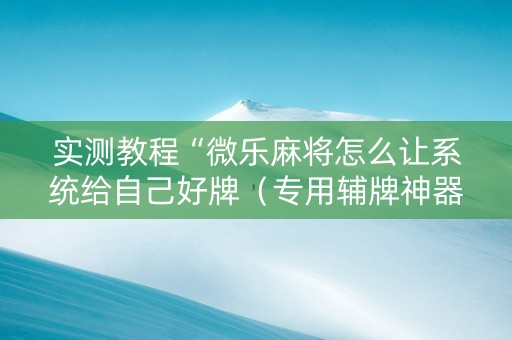 实测教程“微乐麻将怎么让系统给自己好牌（专用辅牌神器免安装）