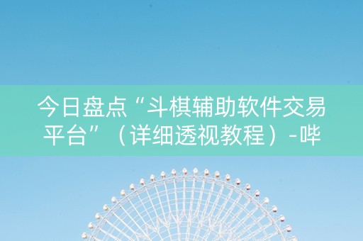今日盘点“斗棋辅助软件交易平台”（详细透视教程）-哔哩哔哩