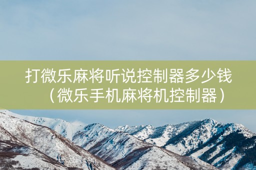 打微乐麻将听说控制器多少钱（微乐手机麻将机控制器）
