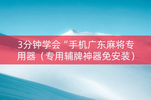 3分钟学会“手机广东麻将专用器（专用辅牌神器免安装）