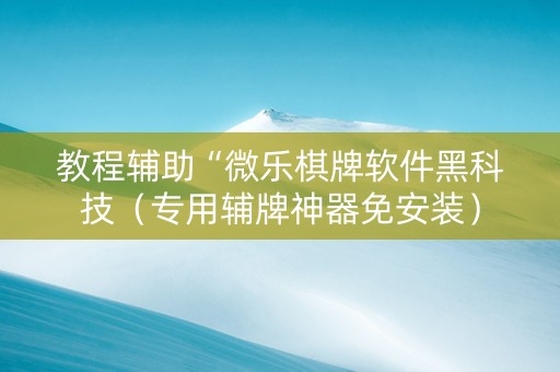 教程辅助“微乐棋牌软件黑科技（专用辅牌神器免安装）