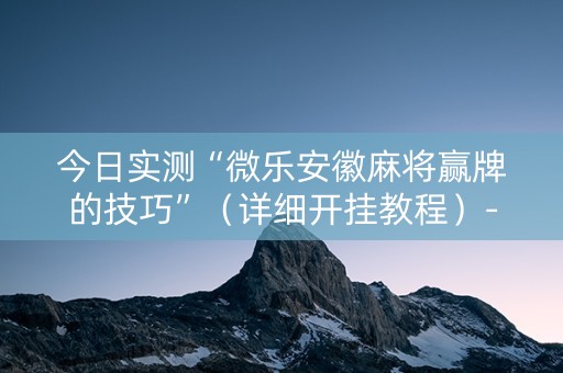 今日实测“微乐安徽麻将赢牌的技巧”（详细开挂教程）-哔哩哔哩