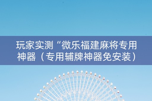 玩家实测“微乐福建麻将专用神器（专用辅牌神器免安装）
