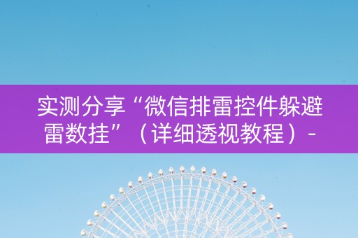 实测分享“微信排雷控件躲避雷数挂”（详细透视教程）-哔哩哔哩