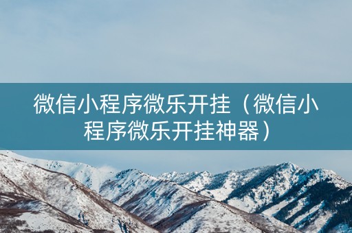 微信小程序微乐开挂（微信小程序微乐开挂神器）