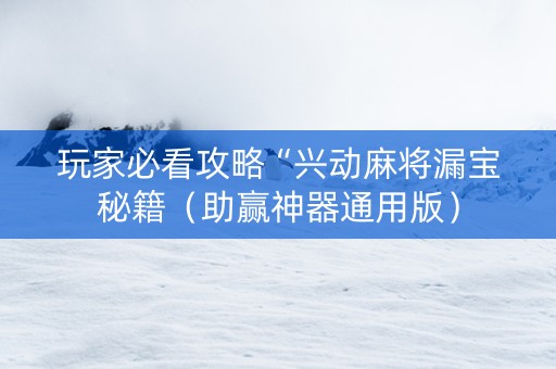 玩家必看攻略“兴动麻将漏宝秘籍（助赢神器通用版）