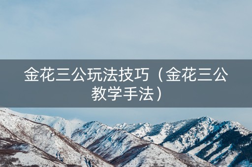 金花三公玩法技巧（金花三公教学手法）