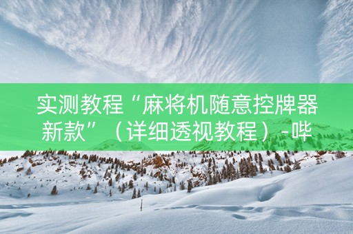 实测教程“麻将机随意控牌器新款”（详细透视教程）-哔哩哔哩