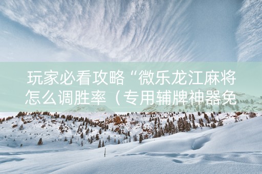 玩家必看攻略“微乐龙江麻将怎么调胜率（专用辅牌神器免安装）