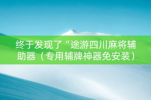 终于发现了“途游四川麻将辅助器（专用辅牌神器免安装）