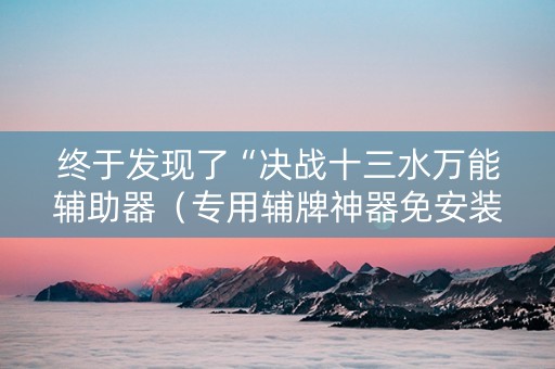 终于发现了“决战十三水万能辅助器（专用辅牌神器免安装）