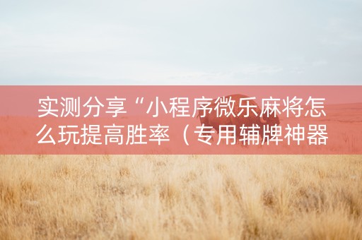 实测分享“小程序微乐麻将怎么玩提高胜率（专用辅牌神器免安装）