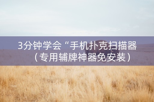 3分钟学会“手机扑克扫描器（专用辅牌神器免安装）