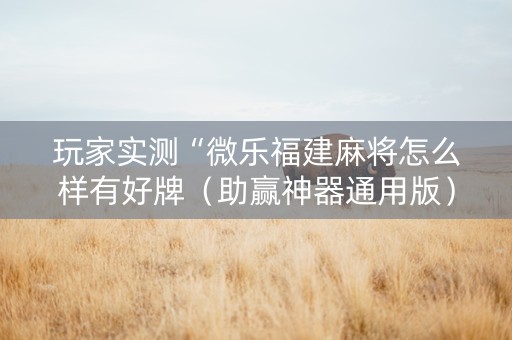 玩家实测“微乐福建麻将怎么样有好牌（助赢神器通用版）