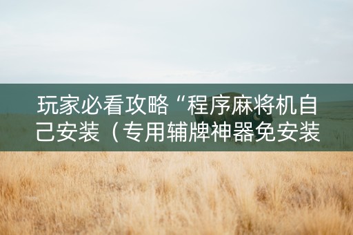 玩家必看攻略“程序麻将机自己安装（专用辅牌神器免安装）