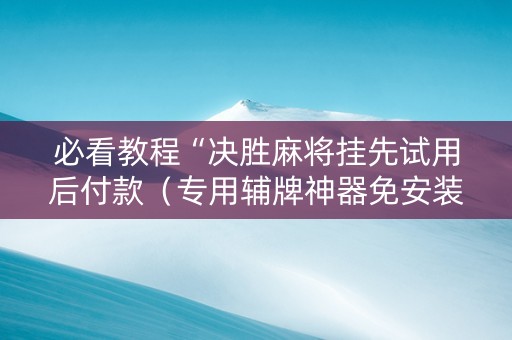 必看教程“决胜麻将挂先试用后付款（专用辅牌神器免安装）